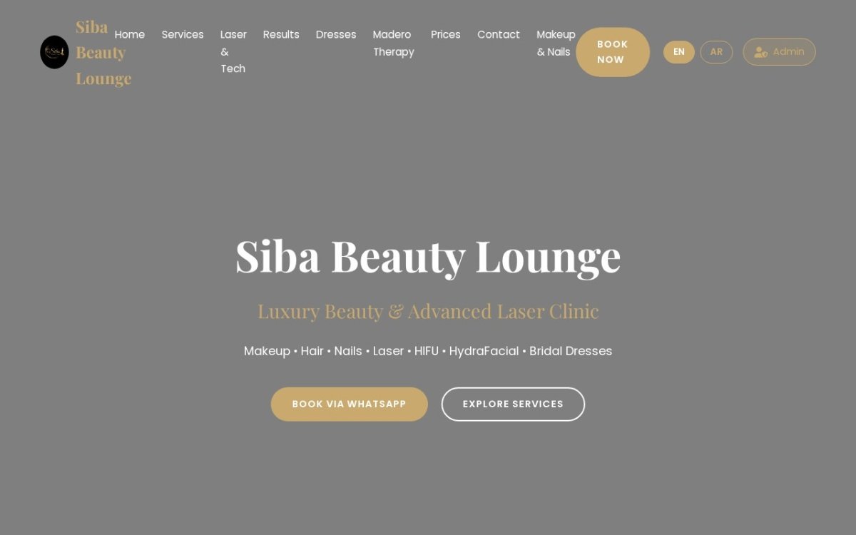 Siba Beauty website screenshot